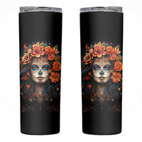 Day of Dead Lady Skinny Tumbler Sugar Skull Rose Lady - Wonder Print Shop
