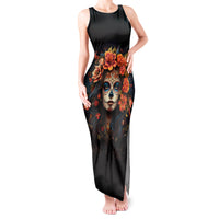 Day of Dead Lady Tank Maxi Dress Sugar Skull Rose Lady - Wonder Print Shop