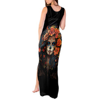 Day of Dead Lady Tank Maxi Dress Sugar Skull Rose Lady - Wonder Print Shop