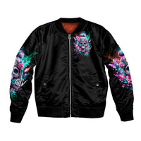 Rose Skull Bomber Jacket Fuck Off Problem Solved - Wonder Print Shop