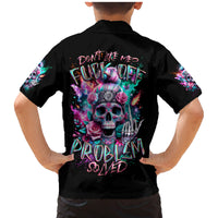 Rose Skull Family Matching Mermaid Dress and Hawaiian Shirt Fuck Off Problem Solved - Wonder Print Shop