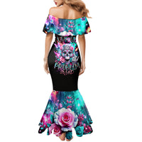 Rose Skull Family Matching Mermaid Dress and Hawaiian Shirt Fuck Off Problem Solved - Wonder Print Shop