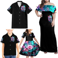 Rose Skull Family Matching Off Shoulder Maxi Dress and Hawaiian Shirt Fuck Off Problem Solved - Wonder Print Shop