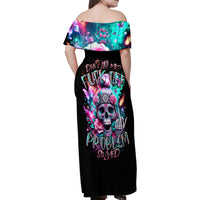 Rose Skull Family Matching Off Shoulder Maxi Dress and Hawaiian Shirt Fuck Off Problem Solved - Wonder Print Shop