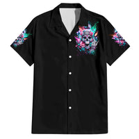 Rose Skull Family Matching Short Sleeve Bodycon Dress and Hawaiian Shirt Fuck Off Problem Solved - Wonder Print Shop