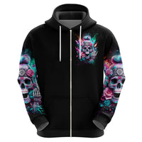 Rose Skull Hoodie Fuck Off Problem Solved - Wonder Print Shop