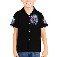 Rose Skull Kid Hawaiian Shirt Fuck Off Problem Solved - Wonder Print Shop