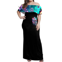 Rose Skull Off Shoulder Maxi Dress Fuck Off Problem Solved - Wonder Print Shop