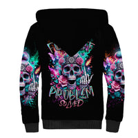 Rose Skull Sherpa Hoodie Fuck Off Problem Solved - Wonder Print Shop