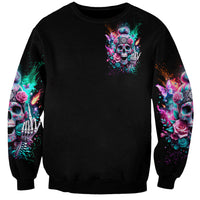 Rose Skull Sweatshirt Fuck Off Problem Solved - Wonder Print Shop
