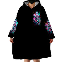 Rose Skull Wearable Blanket Hoodie Fuck Off Problem Solved - Wonder Print Shop