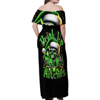 Christmas Skull Family Matching Off Shoulder Maxi Dress and Hawaiian Shirt Drink Up Bitches - Wonder Print Shop