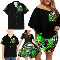 Christmas Skull Family Matching Off Shoulder Short Dress and Hawaiian Shirt Drink Up Bitches - Wonder Print Shop