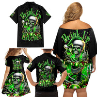 Christmas Skull Family Matching Off Shoulder Short Dress and Hawaiian Shirt Drink Up Bitches - Wonder Print Shop