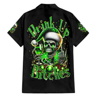 Christmas Skull Family Matching Off Shoulder Short Dress and Hawaiian Shirt Drink Up Bitches - Wonder Print Shop