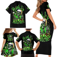 Christmas Skull Family Matching Short Sleeve Bodycon Dress and Hawaiian Shirt Drink Up Bitches - Wonder Print Shop