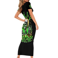 Christmas Skull Family Matching Short Sleeve Bodycon Dress and Hawaiian Shirt Drink Up Bitches - Wonder Print Shop