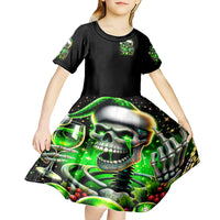 Christmas Skull Kid Short Sleeve Dress Drink Up Bitches - Wonder Print Shop