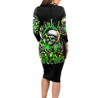 Christmas Skull Long Sleeve Bodycon Dress Drink Up Bitches - Wonder Print Shop