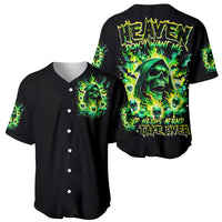 Flame Skull Baseball Jersey Heaven Don't Want Me Hell Afraid I Take Over - Wonder Print Shop
