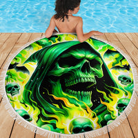 Flame Skull Beach Blanket Heaven Don't Want Me Hell Afraid I Take Over - Wonder Print Shop