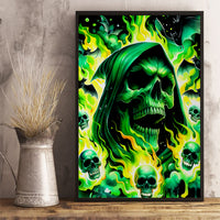 Flame Skull Canvas Wall Art Heaven Don't Want Me Hell Afraid I Take Over - Wonder Print Shop