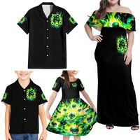 Flame Skull Family Matching Off Shoulder Maxi Dress and Hawaiian Shirt Heaven Don't Want Me Hell Afraid I Take Over - Wonder Print Shop