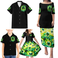 Flame Skull Family Matching Puletasi Dress and Hawaiian Shirt Heaven Don't Want Me Hell Afraid I Take Over - Wonder Print Shop