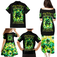 Flame Skull Family Matching Puletasi Dress and Hawaiian Shirt Heaven Don't Want Me Hell Afraid I Take Over - Wonder Print Shop