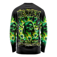 Flame Skull Long Sleeve Shirt Heaven Don't Want Me Hell Afraid I Take Over - Wonder Print Shop