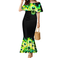 Flame Skull Mermaid Dress Heaven Don't Want Me Hell Afraid I Take Over - Wonder Print Shop