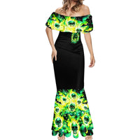 Flame Skull Mermaid Dress Heaven Don't Want Me Hell Afraid I Take Over - Wonder Print Shop