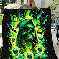 Flame Skull Quilt Heaven Don't Want Me Hell Afraid I Take Over - Wonder Print Shop