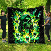 Flame Skull Quilt Heaven Don't Want Me Hell Afraid I Take Over - Wonder Print Shop