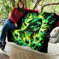 Flame Skull Quilt Heaven Don't Want Me Hell Afraid I Take Over - Wonder Print Shop