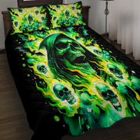 Flame Skull Quilt Bed Set Heaven Don't Want Me Hell Afraid I Take Over - Wonder Print Shop