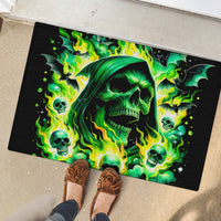Flame Skull Rubber Doormat Heaven Don't Want Me Hell Afraid I Take Over - Wonder Print Shop