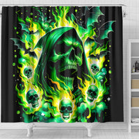 Flame Skull Shower Curtain Heaven Don't Want Me Hell Afraid I Take Over DT01