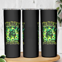 Flame Skull Skinny Tumbler Heaven Don't Want Me Hell Afraid I Take Over - Wonder Print Shop