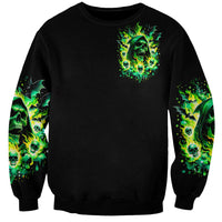 Flame Skull Sweatshirt Heaven Don't Want Me Hell Afraid I Take Over - Wonder Print Shop