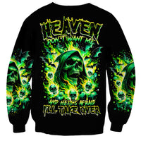 Flame Skull Sweatshirt Heaven Don't Want Me Hell Afraid I Take Over - Wonder Print Shop