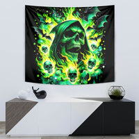 Flame Skull Tapestry Heaven Don't Want Me Hell Afraid I Take Over - Wonder Print Shop