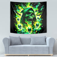 Flame Skull Tapestry Heaven Don't Want Me Hell Afraid I Take Over - Wonder Print Shop