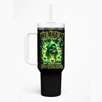 Flame Skull Tumbler With Handle Heaven Don't Want Me Hell Afraid I Take Over - Wonder Print Shop