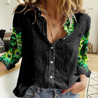 Flame Skull Women Casual Shirt Heaven Don't Want Me Hell Afraid I Take Over - Wonder Print Shop