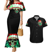 Christmas Skull Couples Matching Mermaid Dress and Hawaiian Shirt Ho Ho Holy Shit I'm Drink - Wonder Print Shop