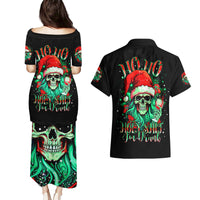 Christmas Skull Couples Matching Puletasi Dress and Hawaiian Shirt Ho Ho Holy Shit I'm Drink - Wonder Print Shop
