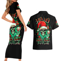 Christmas Skull Couples Matching Short Sleeve Bodycon Dress and Hawaiian Shirt Ho Ho Holy Shit I'm Drink - Wonder Print Shop