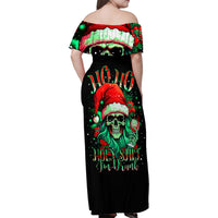 Christmas Skull Family Matching Off Shoulder Maxi Dress and Hawaiian Shirt Ho Ho Holy Shit I'm Drink - Wonder Print Shop