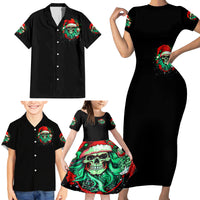 Christmas Skull Family Matching Short Sleeve Bodycon Dress and Hawaiian Shirt Ho Ho Holy Shit I'm Drink - Wonder Print Shop